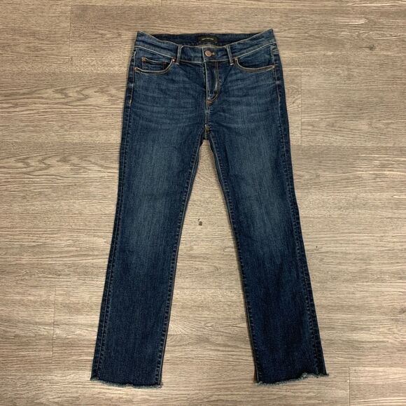 Ann Taylor Jeans Womens Size 00 Slim Crop Modern Fit Raw Hem Denim Stretch Pants - Picture 2 of 10